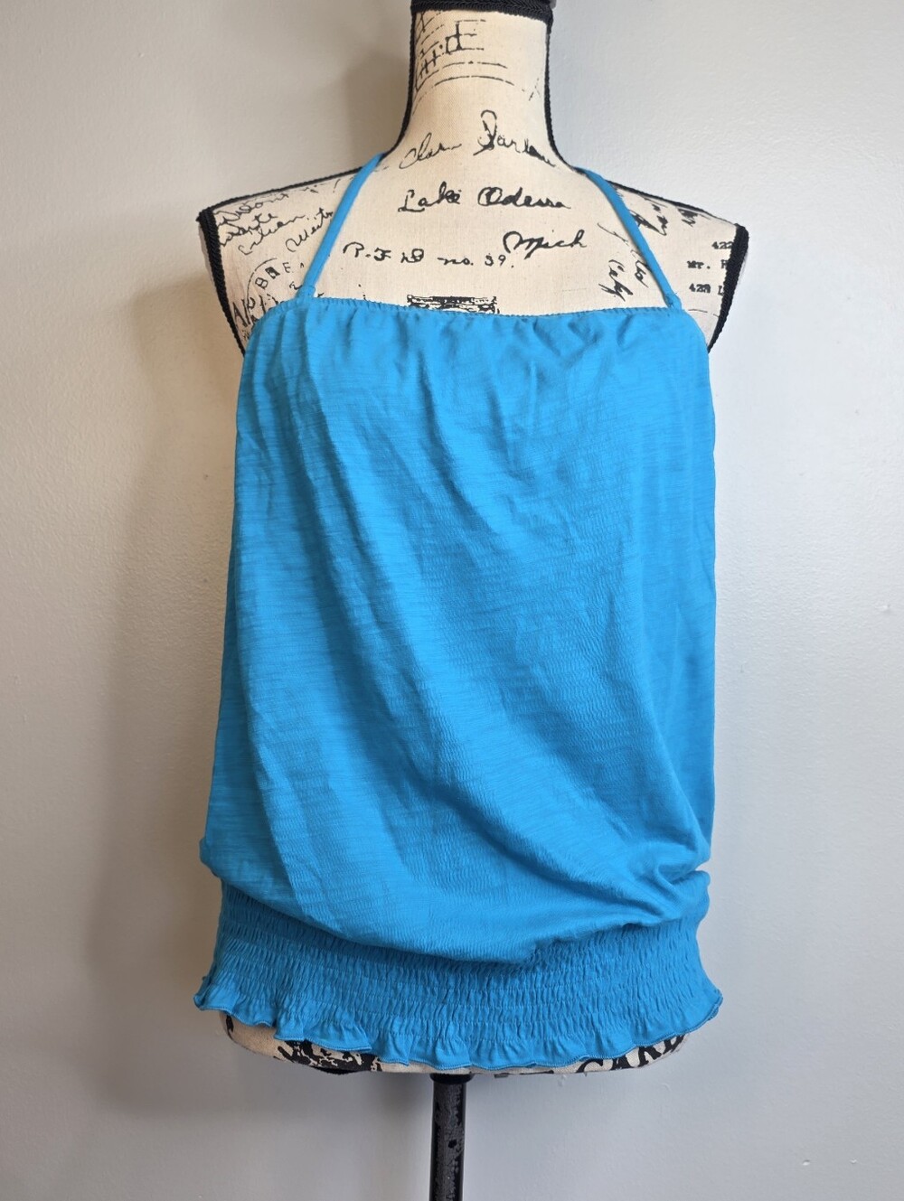 Y2k Old Navy Turquoise Halter Tank Top Sz M
